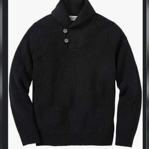 Duluth Trading Black Ribbed Padded Elbow Infantry Brigadier Shawl Neck Sweater